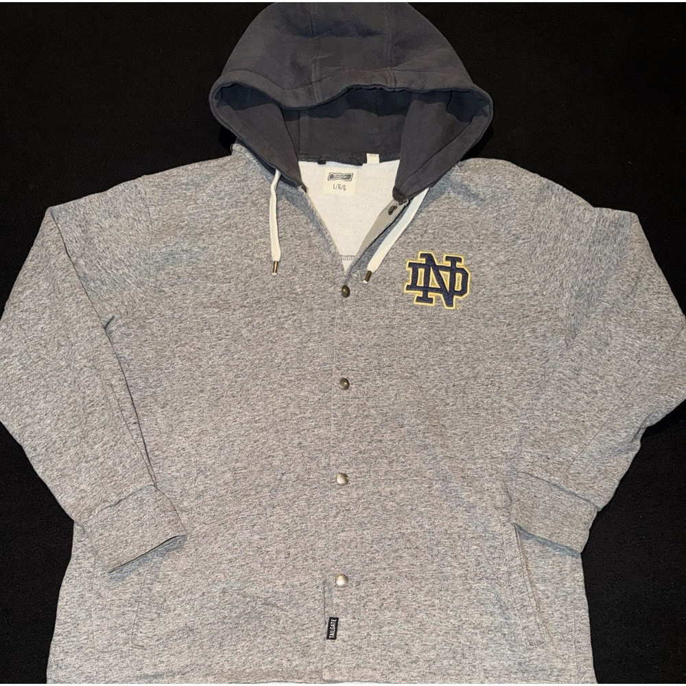 Notre Dame Fighting Irish Tailgate Hoodie Gray Sweatshirt Size Large